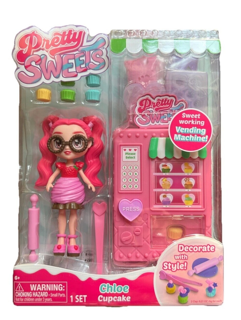 Pretty Sweets Chloe Cupcake 5” Doll and Vending Machine Playset New